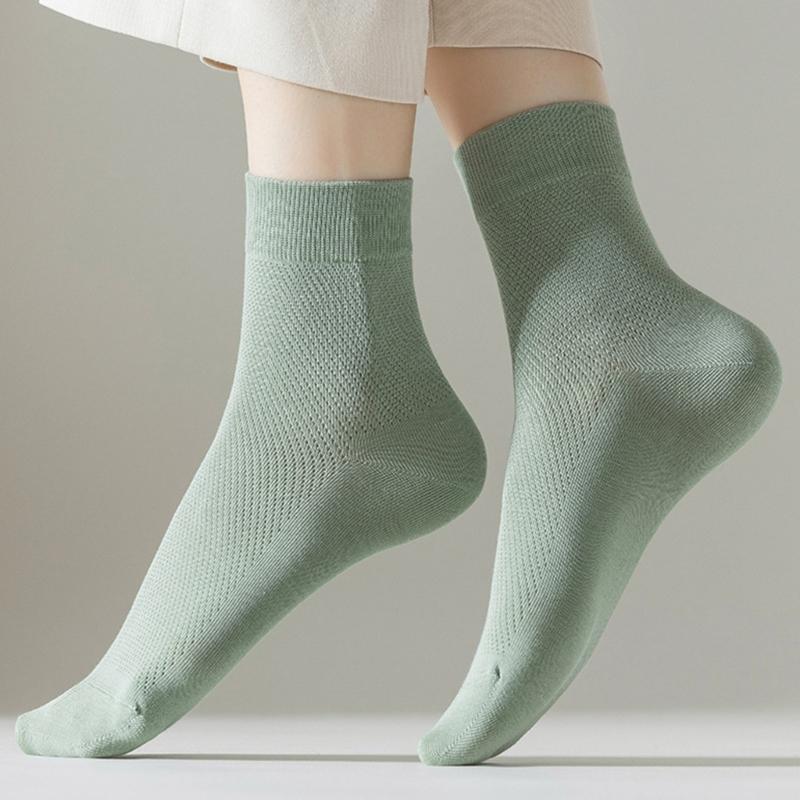 Womens Solid Color Sport Casual Sock Autumn Spring Breathable Soft Short Performances Cotton Crew Daily Stocking