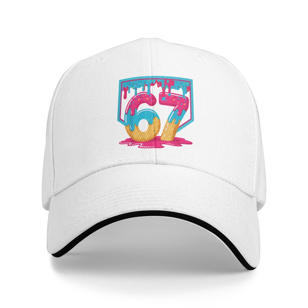 67 Baseball Home Plate Ice Cream Drip Six Seven Baseball Cap  y2k Retro Unisex Trucker Hat Outdoor Gym Snapback Cap Present