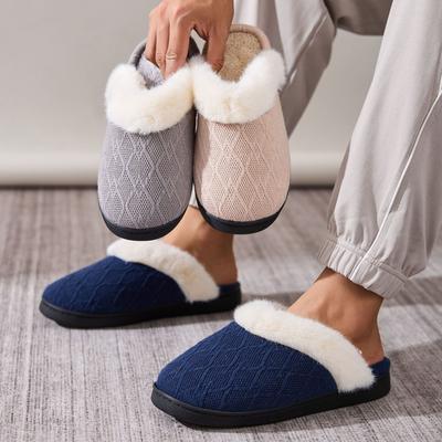 Winter Mao Mao Hausschuhe Zuhause rutschfest warm Baumwolle Pantoffel Plüsch dicke Sohle Paar tragen Beutelkopf Baumwollschuhe