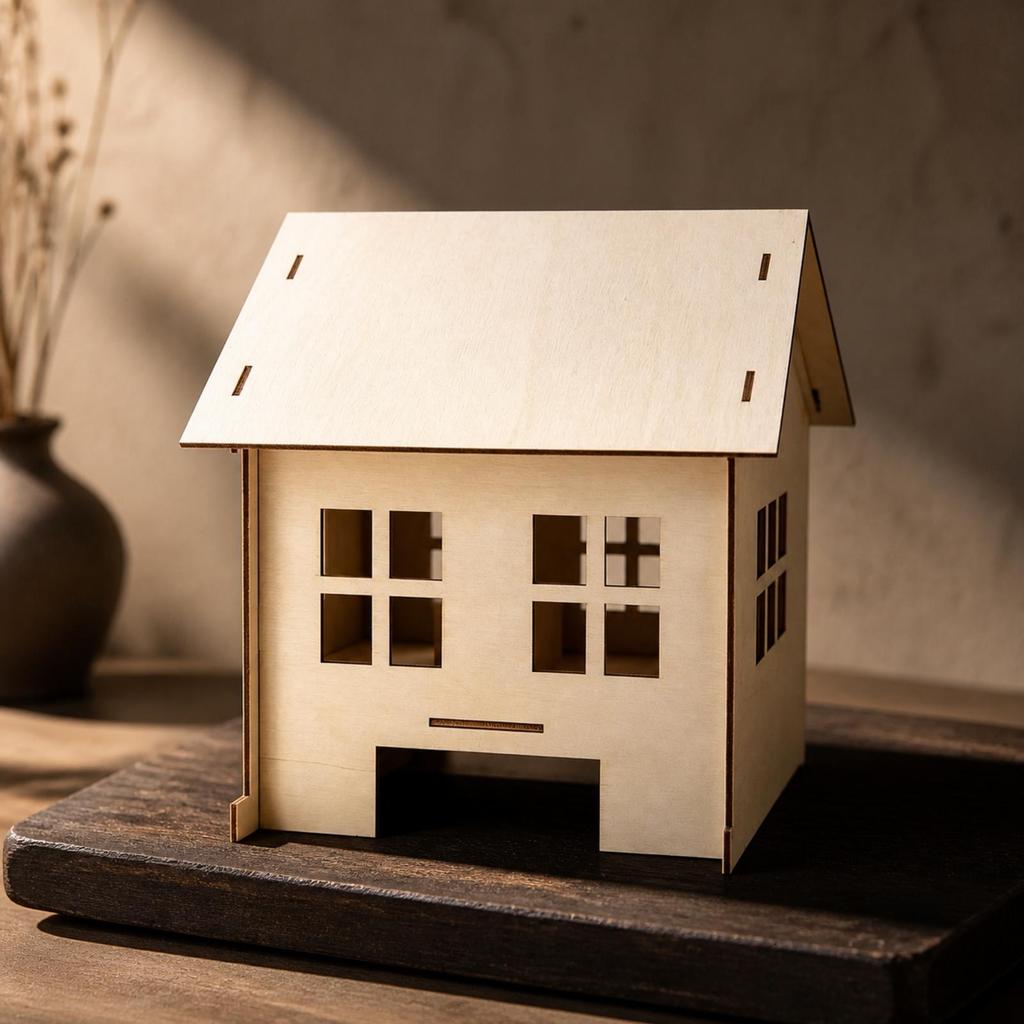 Natural Wood Craft House Model Easy to Assemble for Reading Nooks