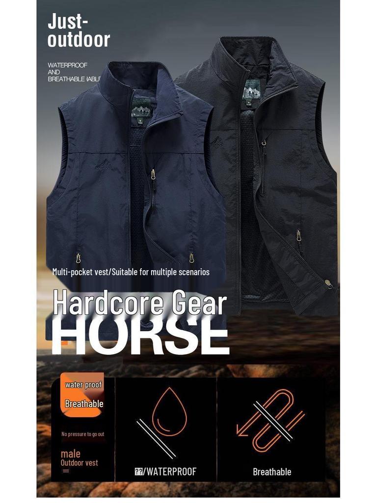 Trendige Stehkragen Schnelltrocknende Outdoor-Weste für Frühling/Sommer 7882