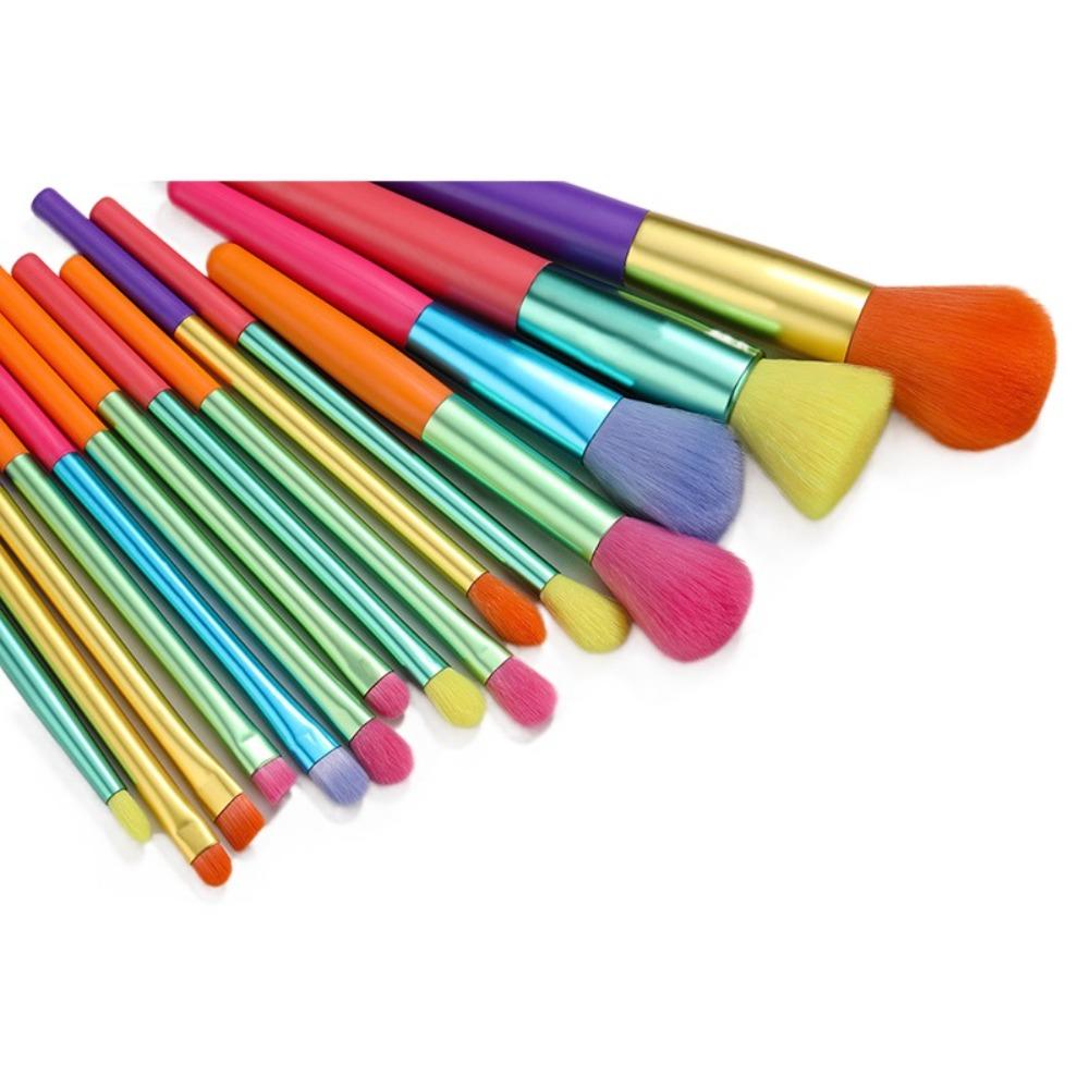 15Pcs Rainbow Makeup Brushes Set Synthetic Hair Colourful Make Up Brush Set  Lips Tools