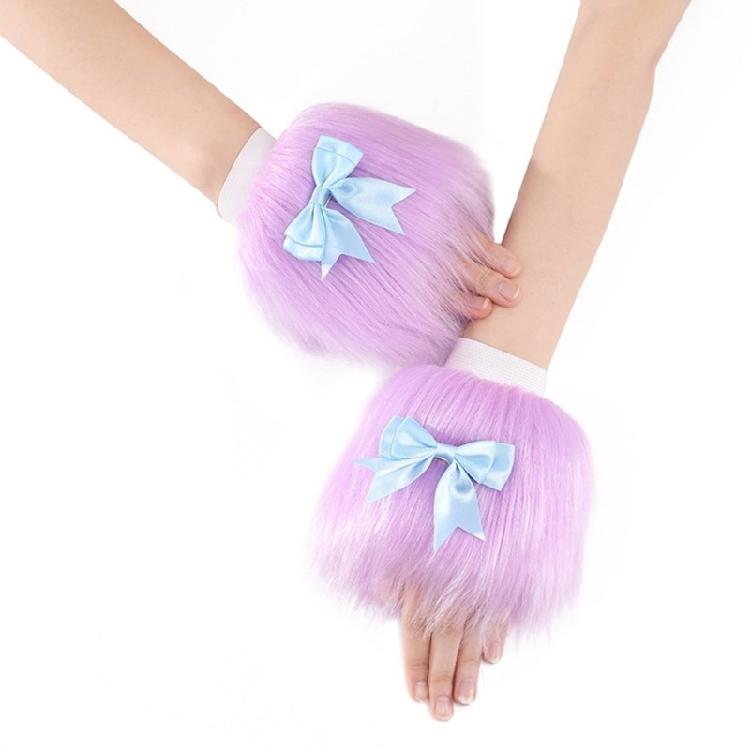 Furry Sleeve Winter Gloves Wrist Warmer for Costume Party Short Mitten