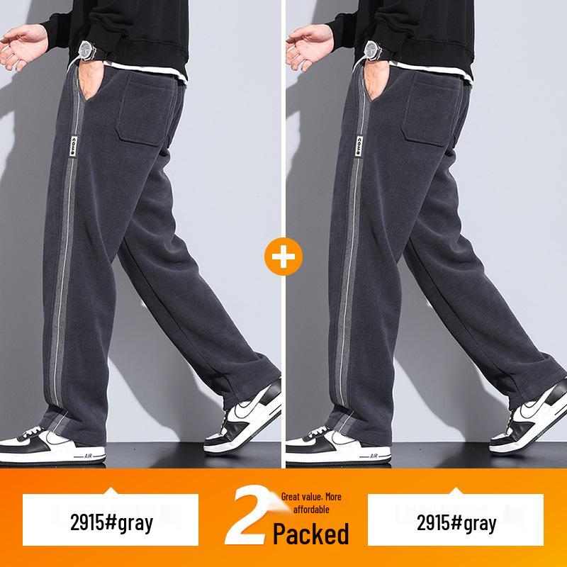 Men's Fleece-Lined Wide-Leg Sweatpants, Winter Sports Casual Pants for Spring/Autumn 2025