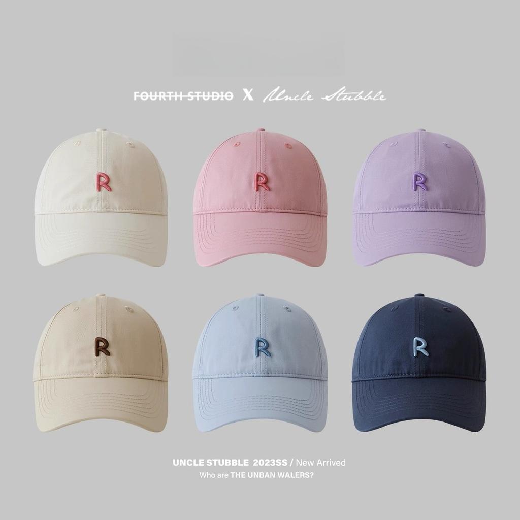 1Pc R Logo Embroidered Wide Brim Face-revealing Thin Breathable Sun-visor Baseball Cap, Halloween Christmas Gift