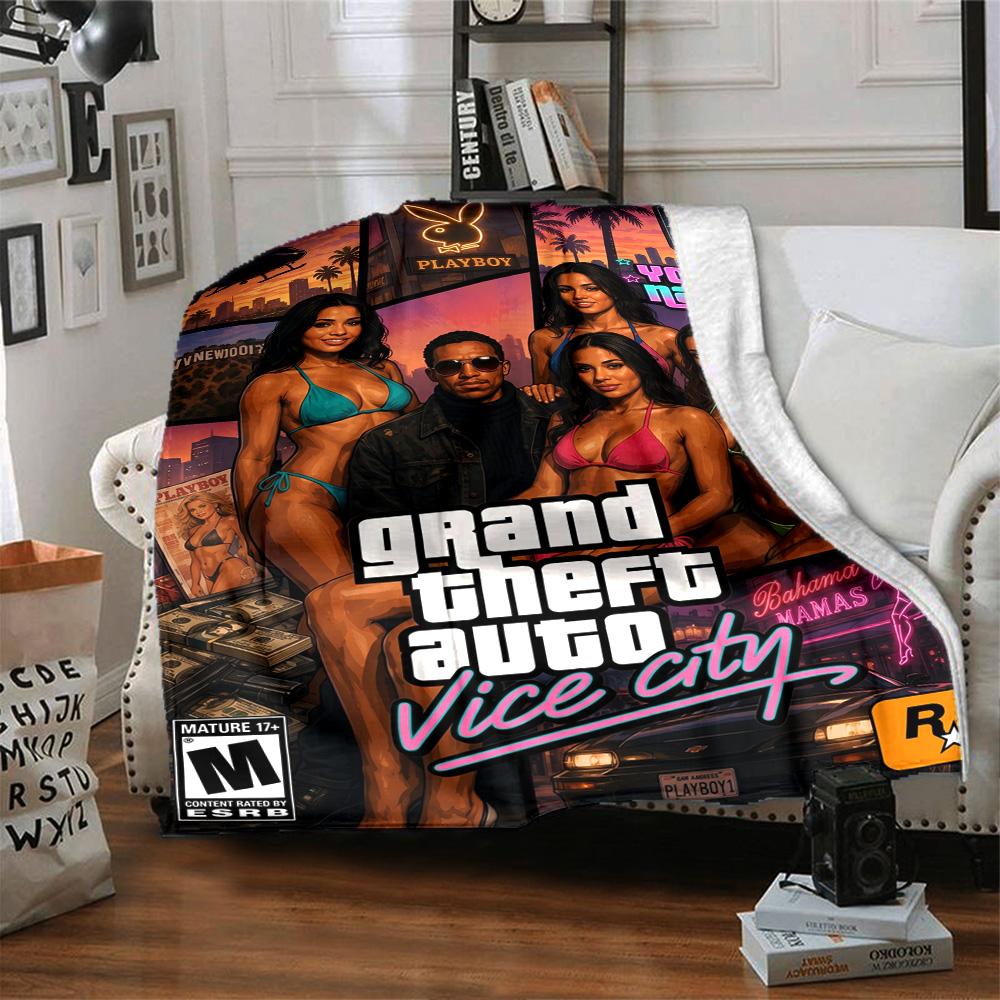 Grand Theft Auto Personalized Name Blanket Cozy Personalized Blanket Comfortable Great for Office Nap Office Chair Couch Four Seasons Multipurpose