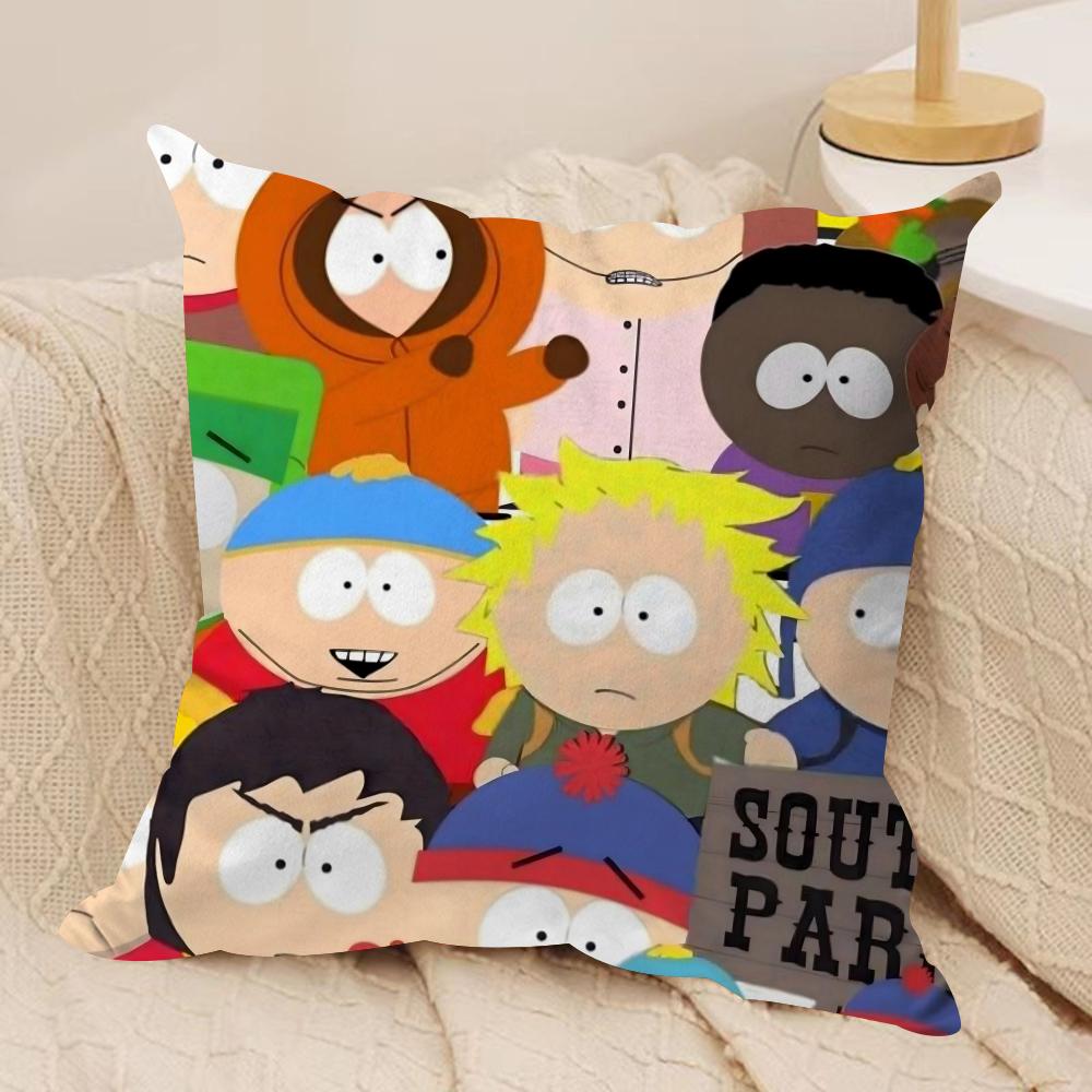 Funny Anime S-Souths P-Park Cushion Cover Soft Plush Double-Sided Printed Sofa Pillow Cushion Cover | Cozy All-Season Decor Gift