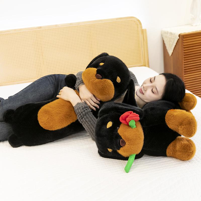 Cute Dachshund Rose Puppy Plush Toy Valentine's Day Gift Sofa Sleeping on Pillow Long Dog Hug Pillow