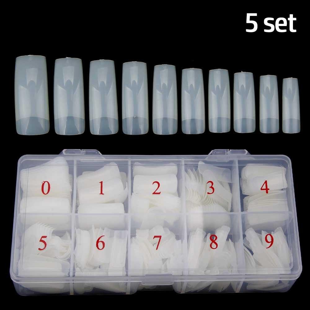 2/3/5 set sfaturi pentru extensie pentru unghii false artificiale Frecch acoperire completa Unghii false acrilice capsule transparente manichiura 500 buc/cutie