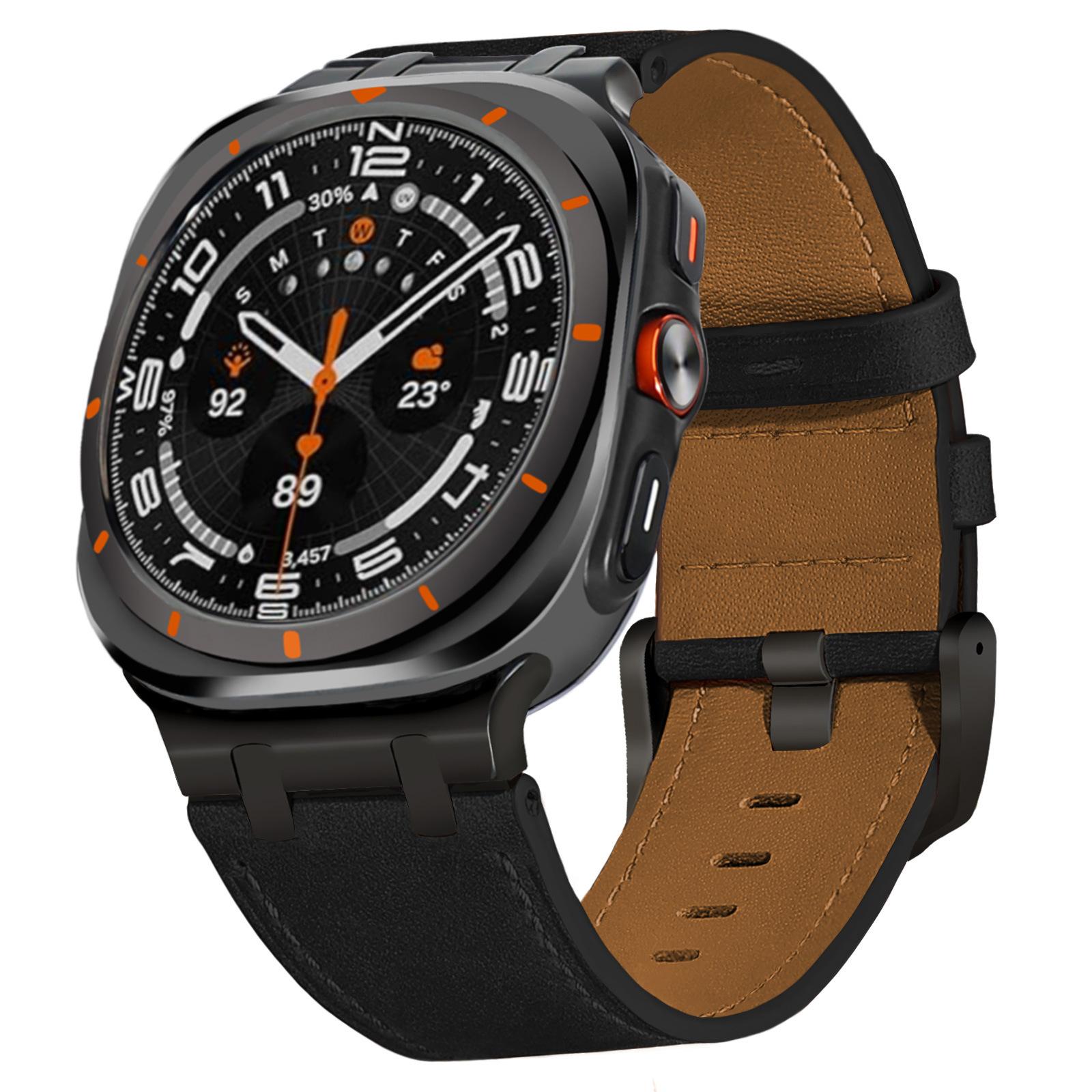 

For Samsung Galaxy Watch 7 Ultra Smartwatch Band for Galaxy Watch Ultra 47mm Bracelet Belt Correa Accessorie Leather Watchstraps Galaxy Watch Ultra чёрный