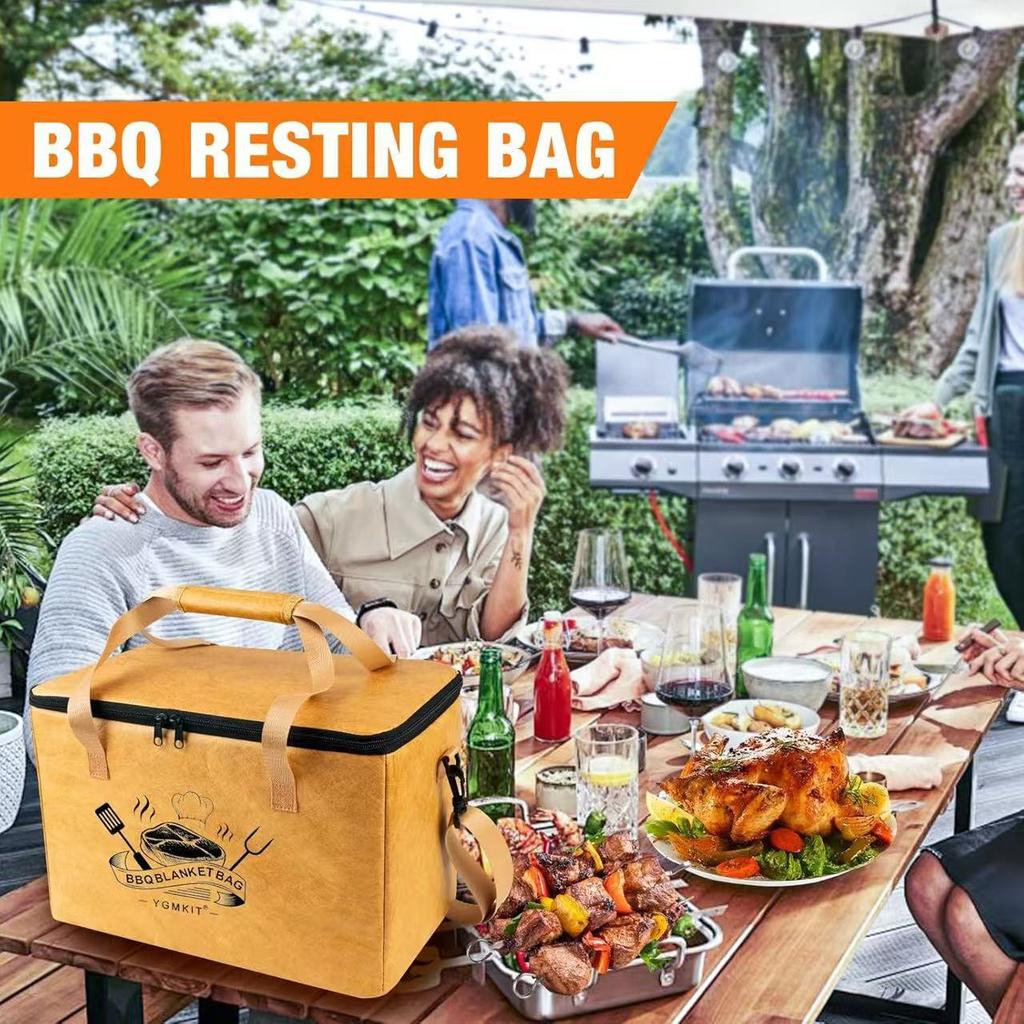 Insulation Bag Reusable Large Capacity BBQ Meat Storage Bag Heat Preservation Zipper Opening Thermal Layer For Grilling Outdoor Cooking
