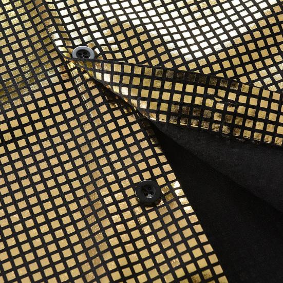 Herre Retro Paljett Skjorte Glitrende Knappelukking Langermet Krageskjorte Vintage Disko Skjorte for Barer Nattklubber Fester