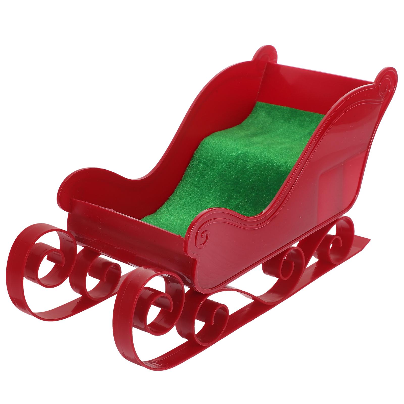 

Настольная новогодняя елка Мини-украшение в виде саней из ткани Пластиковый орнамент красный