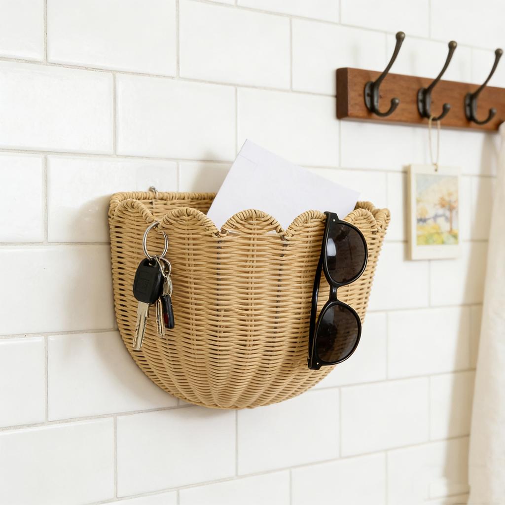 - Rattan Wall-mounted Storage Basket, Home Decoration Wall-mounted Basket