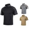 Men Short Sleeve Shirt Quarter Zip Uniform Polo Top with Utility Pocket Design