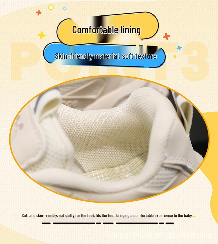 Bobdog Boys' Mesh & Leather Sneakers - Soft Sole Sports Shoes for Kids (Spring/Autumn)