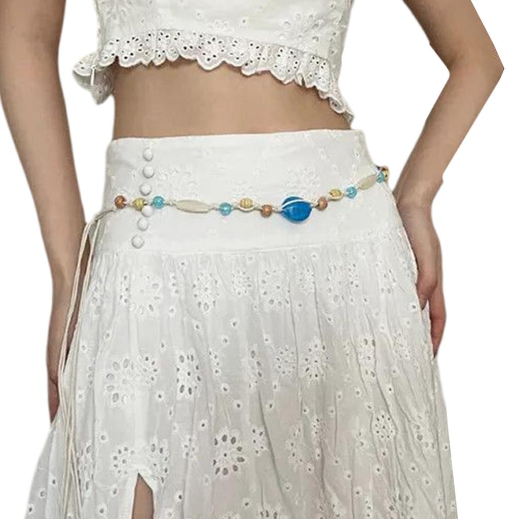 Verstellbares böhmisches geflochtenes Taillenband mit Perlendesign Taillenschmuck für Kleider und Röcke Wachsschnur-Accessoire