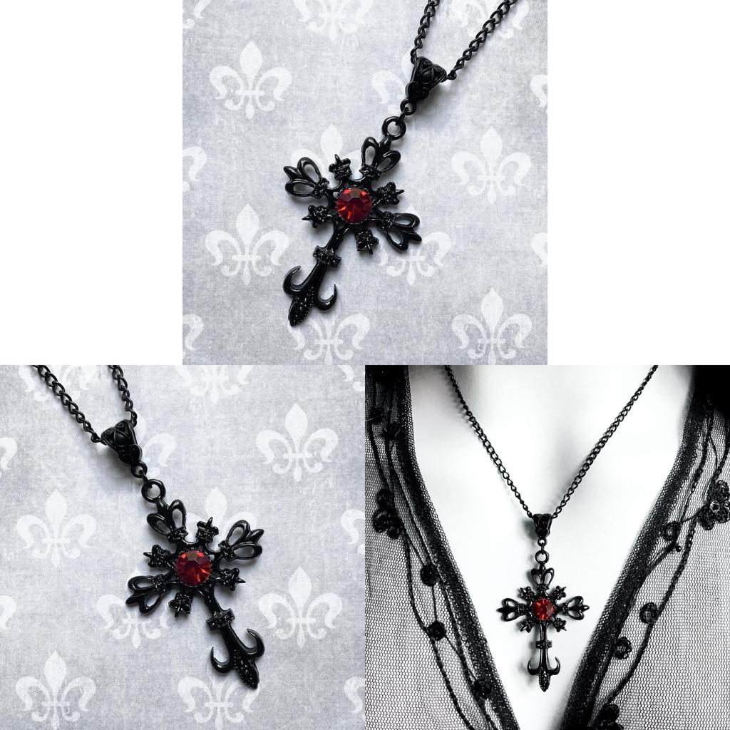 Gothic Cross Pendant Necklace For Women With Alloy Material And Geometric Style