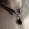 Gothic Silver Plated Heart Angel Wings Necklace Pendant Halloween Wedding Party Holiday Gift for Men and Women Daily Jewelry