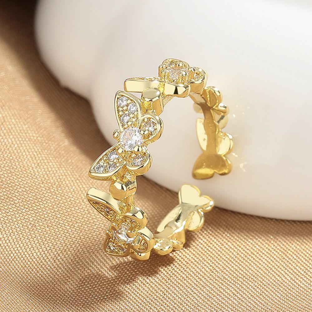 Dainty Jewelry Butterfly Rings Vintage Finger Rings New Fashion Zircon Rings Valentine‘s Day
