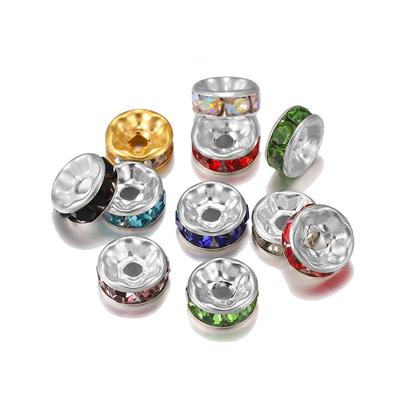 50pcs/lot 4 6 8 10mm Rhinestone Rondelles Crystal Bead Loose Spacer Beads for DIY Jewelry Making Accessories Supplie
