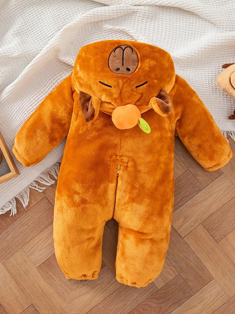 Cute Halloween Cosplay Costume, Birthday Party Gift, Unisex Capybara Onesie for Photo Ops, Capybara-Themed Zip-Up Hooded Bodysuit Christmas