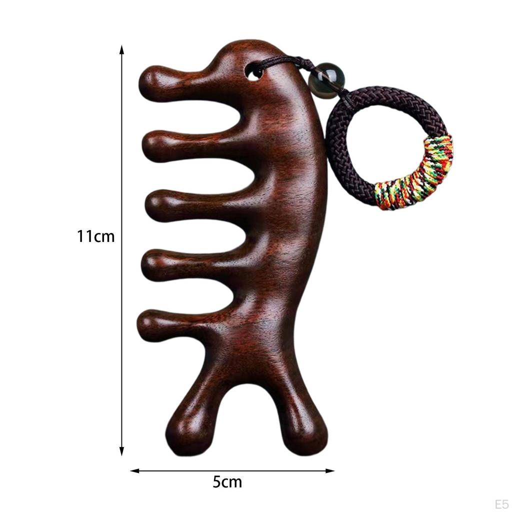 Dřevěný masážní hřeben Pět širokozubých hřebenů Péče o vlasy Krk Obličejový nástroj Pokožka hlavy