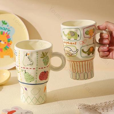 High End Süße Niedliche Tassen Zuhause Frühstück Haferflocken Milchbecher Büro Exquisite Keramik Kaffeetassen Einzigartige Kinder Wassertasse Geschenke
