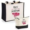 Duo Gift Set Tote Bag and Pouch - PLANETEE - Thank You Awesome Secretary - Multicolored Jute - 33x42 Cm