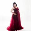 Women Pregnant Lace Long Splicing Tie Dress Maternity Photography Props Clothes