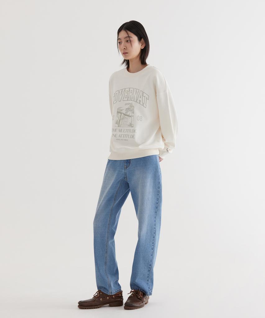 COVERNAT Palm Tree Graphic Sweatshirt Ivory