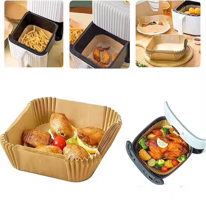 Non-Stick Square Air Fryer Liner - Food-Grade Baking & Oil-Absorbing Paper