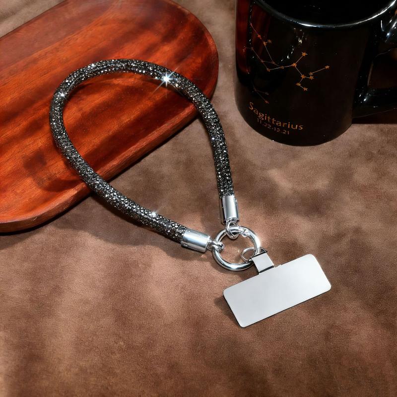 Luxury Full Diamond Phone Lanyard Universal Metal Clip Short Chain Handheld Wrist Flash Accessory For Mobile Phones