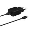 USB-C 15W PD AFC Mains Charger + USB-C Cable Black