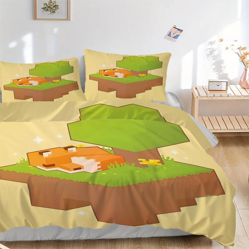 

3 шт. Комплект постельного белья для дома в стиле Minecraft с принтом животных - Универсальный трехсекционный комплект для спальни, гостевой комнаты, гостиной, отеля - За штуку 135x200cm