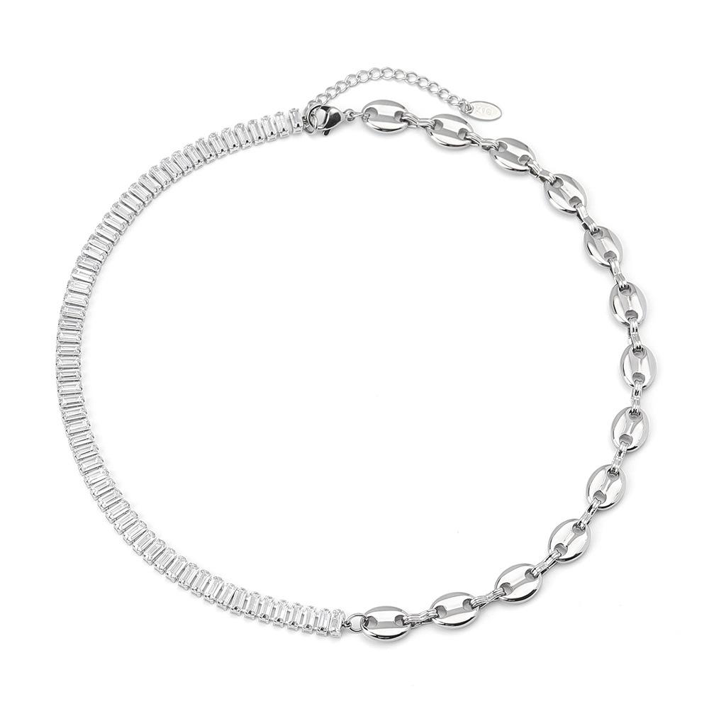 Titanium Steel Pig Nose Clavicle Chain with Zircon Diamonds - Women's High-End Niche Design Necklace