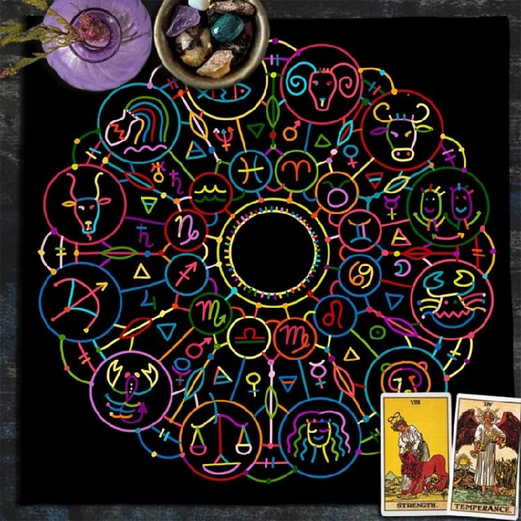 Divinations Tablecloth Constellations Moonphases Tarot Tablecloth Altars Cloth