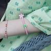 Bonbo Color Smile and Flower Charm Point Acrylic Ball Bracelet
