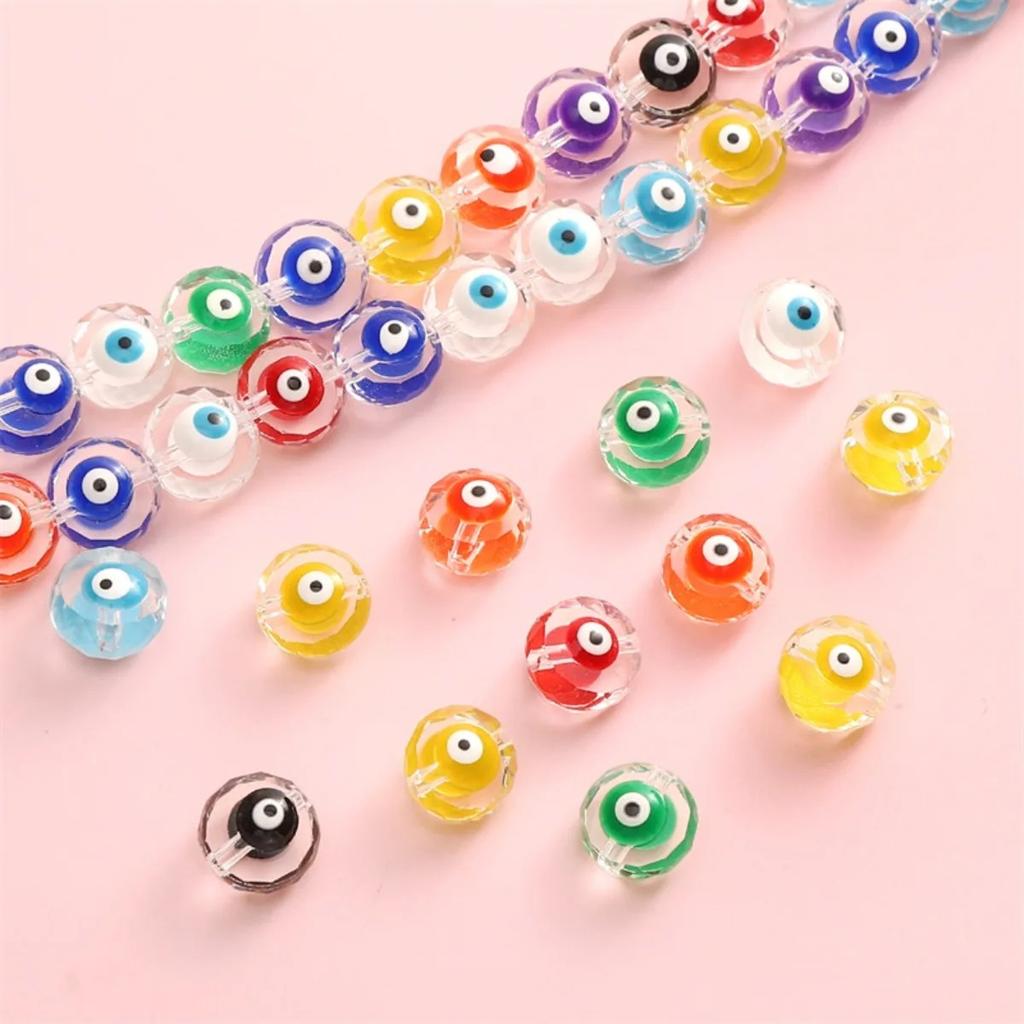 Z38 5pcs 10mm Round Transparent Glossy Glass Bead Candy Color Texture Handmade Jewelry DIY Bracelet Necklace Pendant Accessories