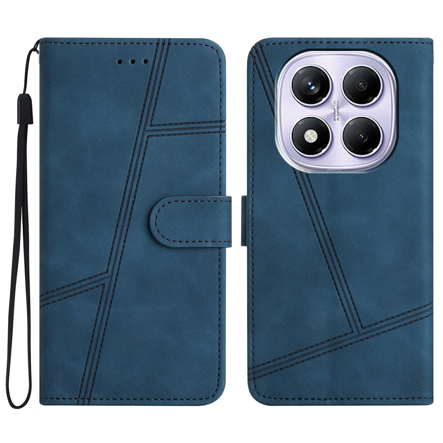 

Для Xiaomi Redmi Note 14 Pro 4G Чохол Книжка Шкіряний Ретро Чохол для Телефону З Тисненням Ліній Blue