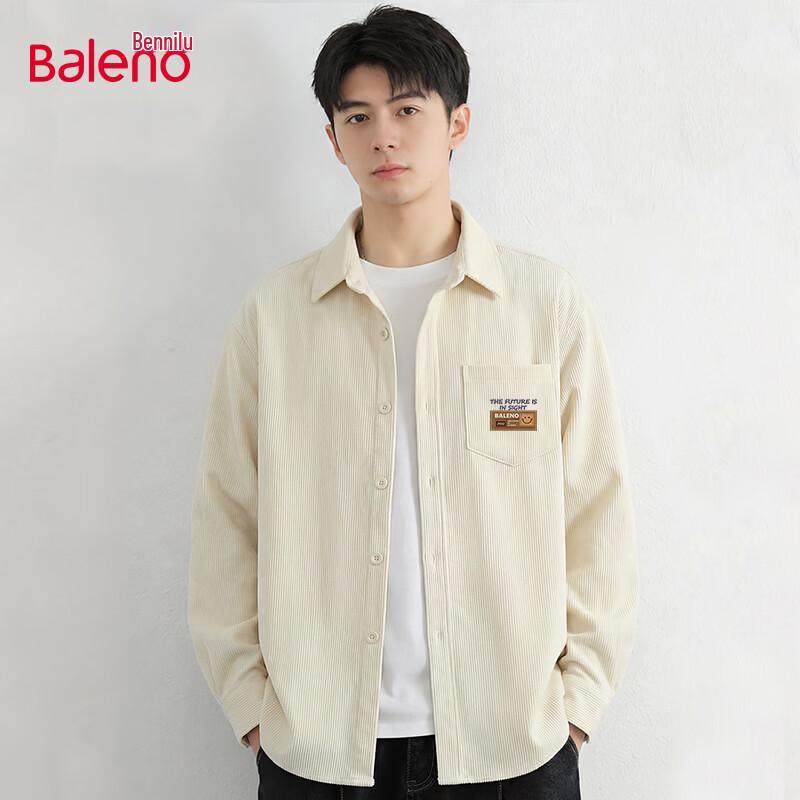 Baleno Men's Loose Fit Vintage Long-Sleeve Shirt