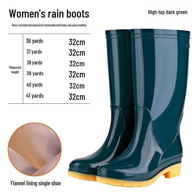 

Женские модные дождевые сапоги на низком каблуке - Нескользящие, Высокие, Мягкая ПВХ резина 39