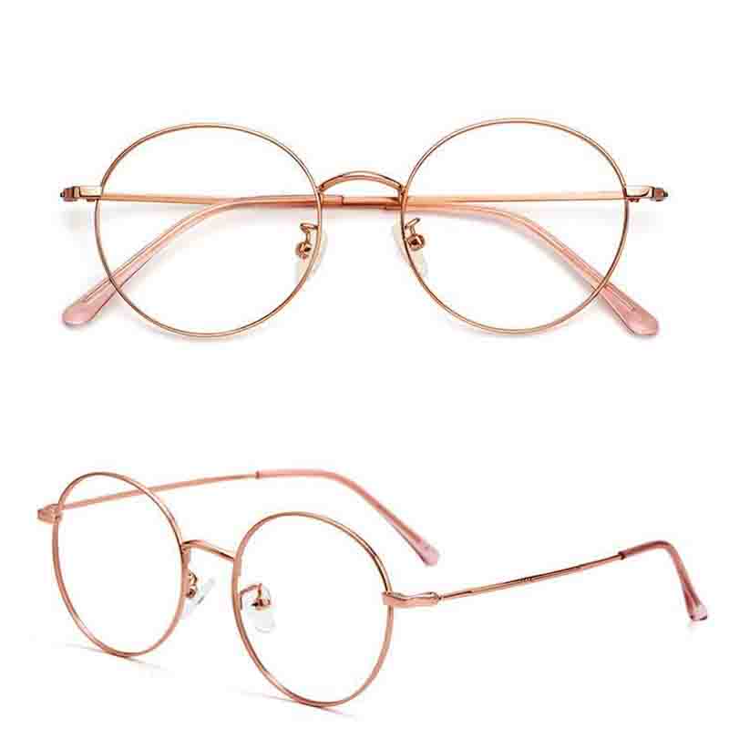 Metal Round Frame Glasses WomanMen Anti Blue Light Glasses Gold Optical Eyeglasses Frame Computer Glasses Transparent Clear Lens
