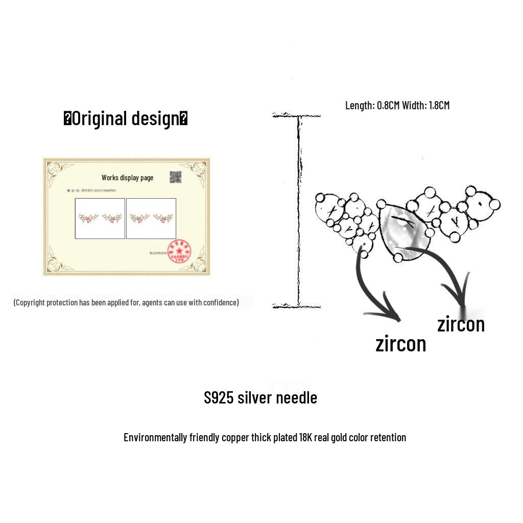 18K Gold Plated Teardrop Pink Zircon Stud Earrings - Elegant & Luxurious Women's Jewelry