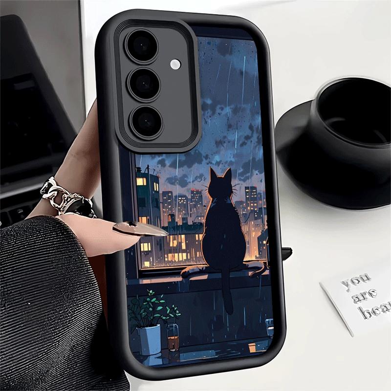 Phone Case for Samsung Galaxy S26 S25 Ultra S24 FE Healing Sense Cat Rain Shell S23 Plus S22 + S21 S20 5G Soft Silicone Funda