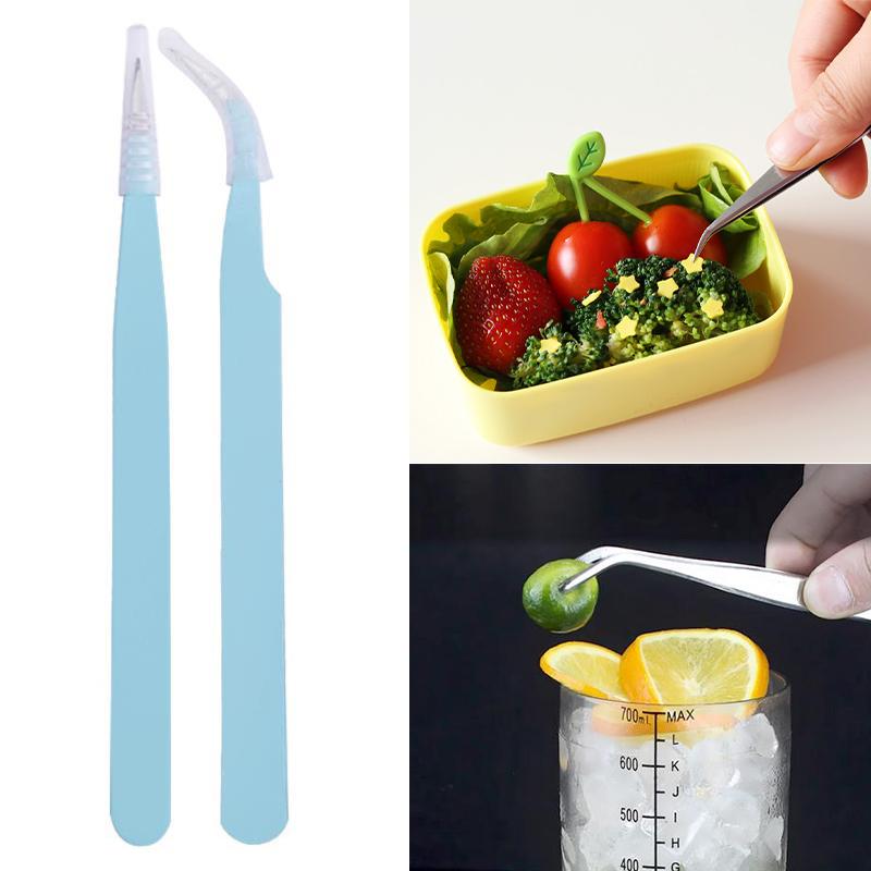 2Pcs/Set Anti-Static Elbow And Straight Stainless Steel Tweezers Cake Mold Sugarcraft Tool For Kitchen Bakeware Decoration