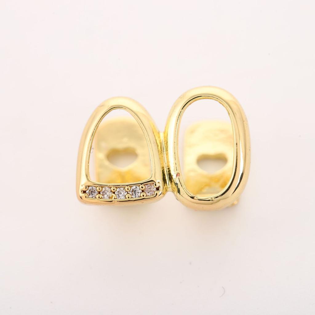Manufacturer Bulk Popular Hip-hop Zircon Micro-paved Teeth Grills Double Gold-plated for Fashion Brands