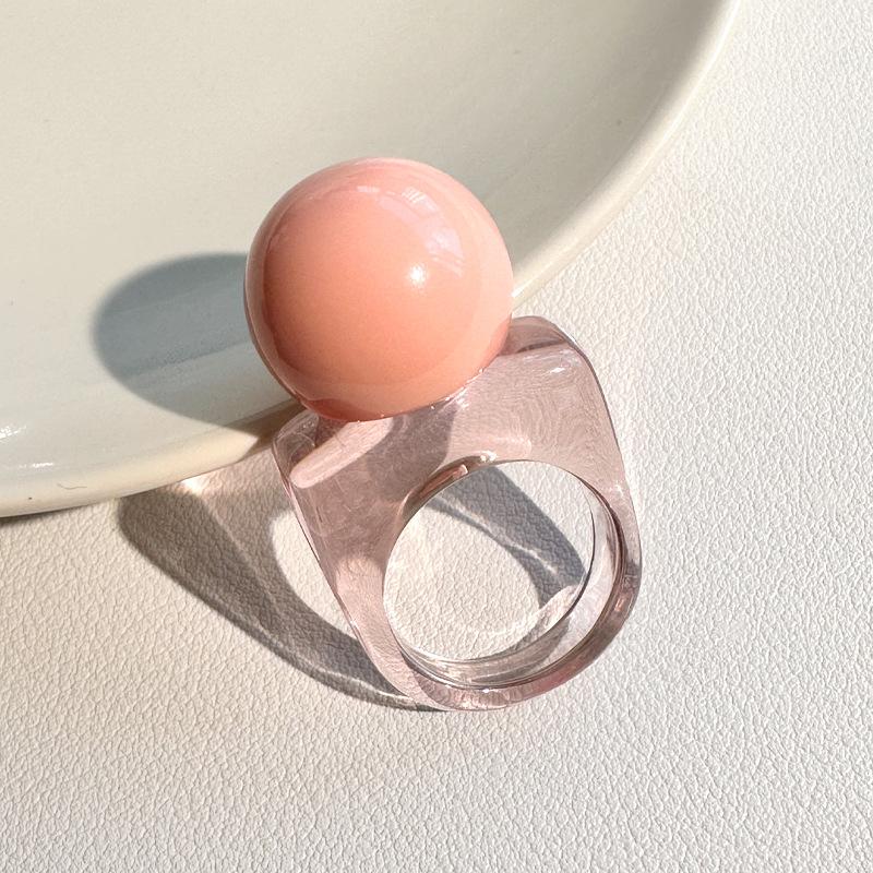 Mode Personlighet Design Harts Kulformad Fyrkantiga Ringar För Kvinnor Temperament Geometrisk Tjock Chunky Fingerring Smycken Fest