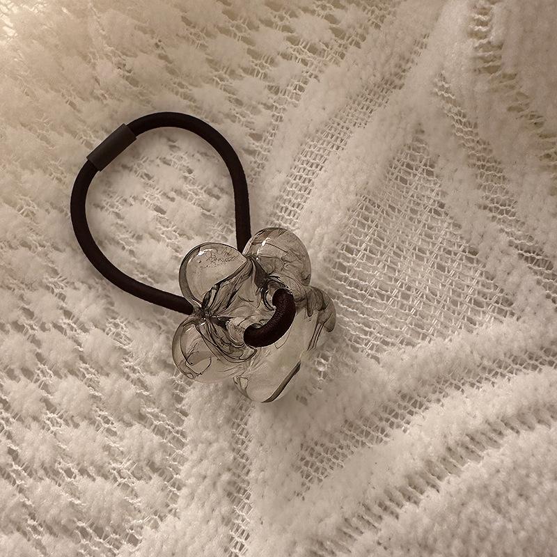 Textured Ink-wash Texture Acrylic Flower Hair Band, Fashionable Beaded Hair Tie, Ponytail Tie, Hair Band and Hair Tie