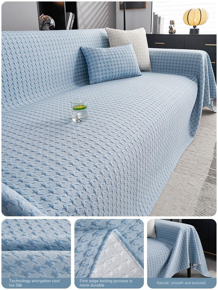 Sofa Cover Summer Universal Non-slip Sofa Mat Cool Feeling Mat Cushion Black Sofa Towel Couch Slipcover for Living Room
